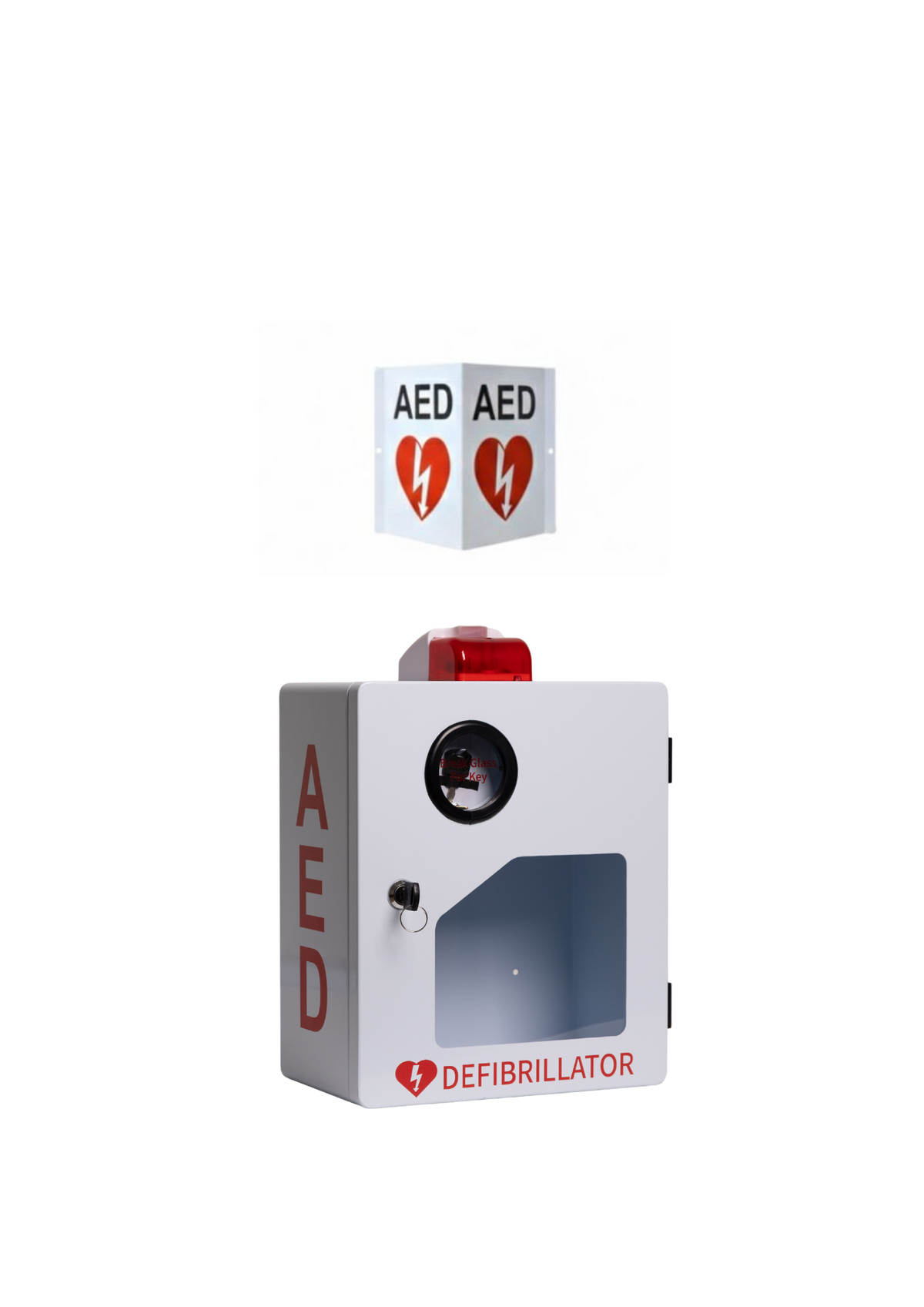 AED WHITE WALL CABINET WITH SIGNAGE &amp; ALARM