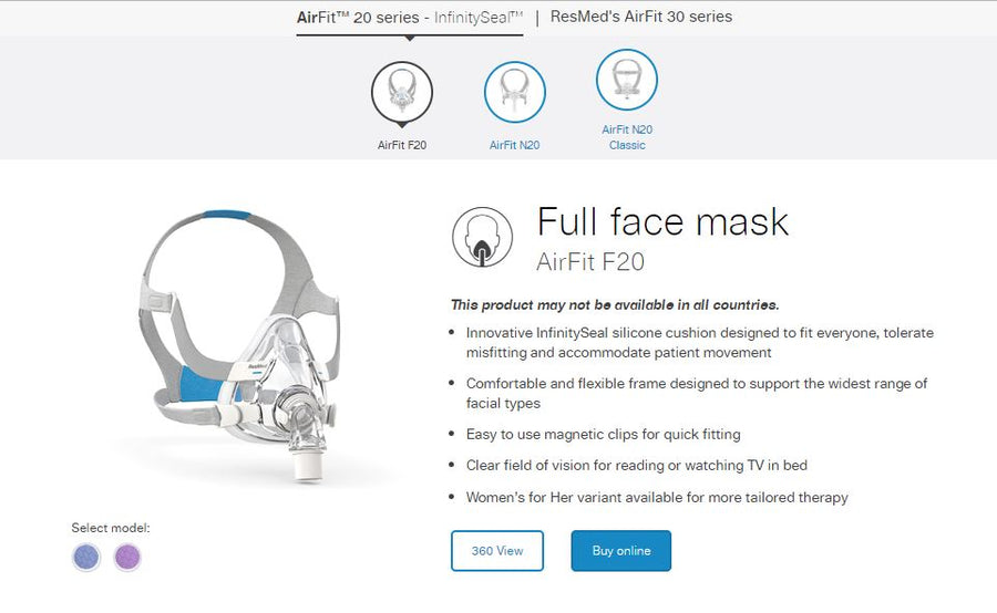 RESMED Full Face Mask - AirFit F20