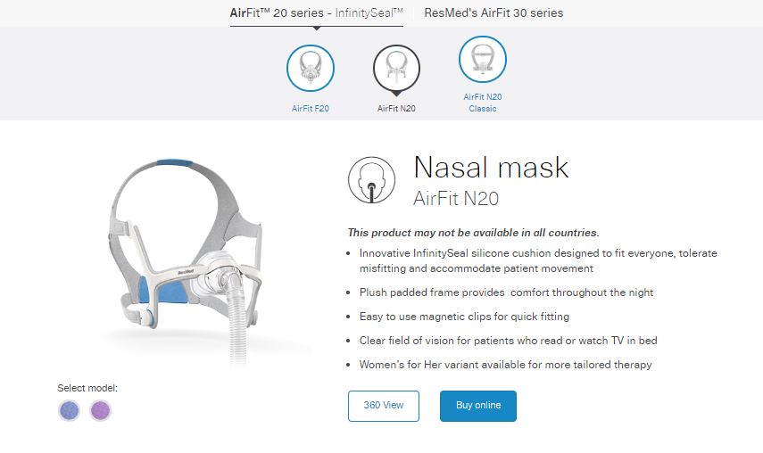 RESMED Nasal Mask - AirFit N20