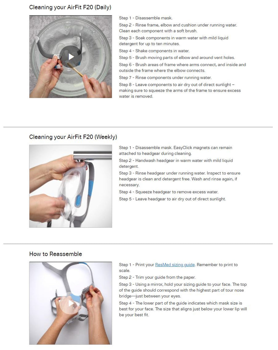 RESMED Full Face Mask - AirFit F20