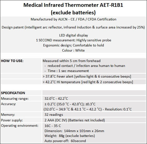 Medical Infrared Thermometer [Ready Stock - Limited]