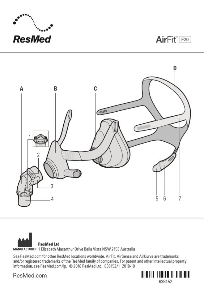 RESMED Full Face Mask - AirFit F20