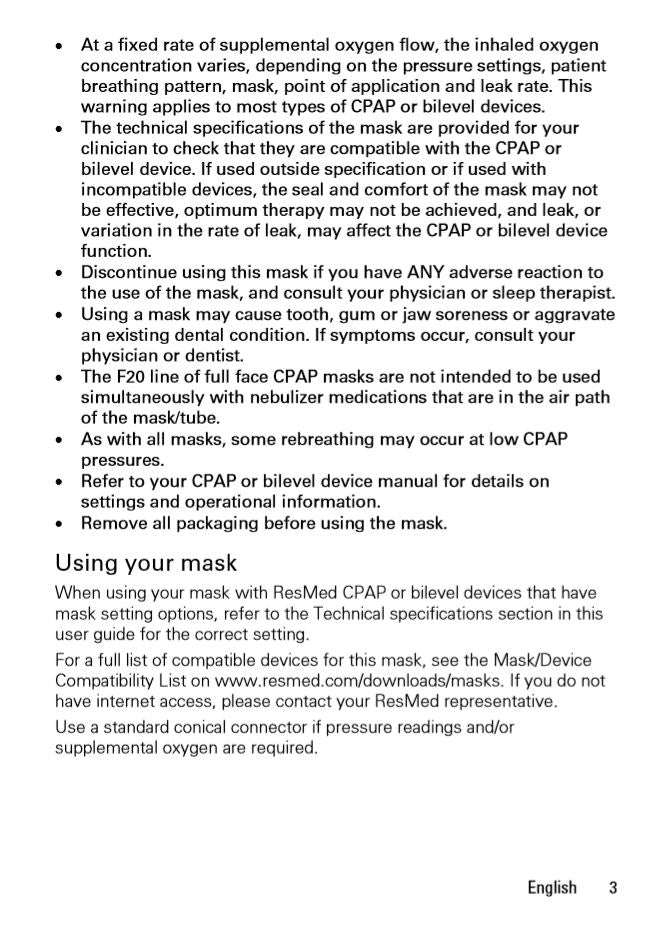 RESMED Full Face Mask - AirFit F20