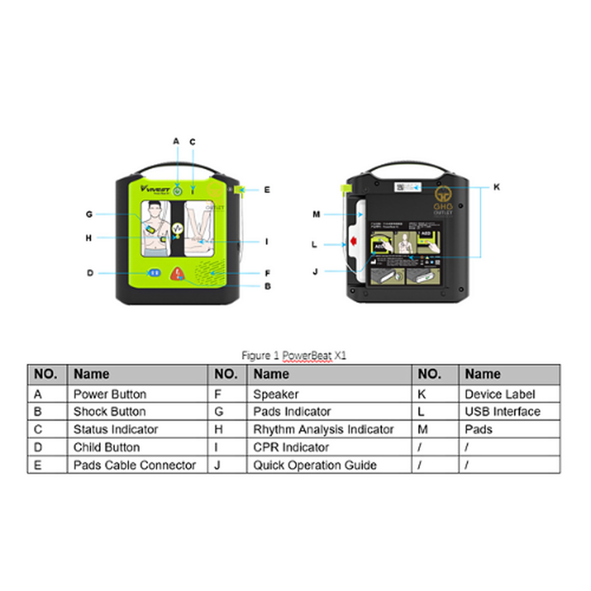 VIVEST Automated External Defibrillator (AED) Powerbeat X1